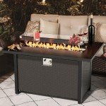45-Inch Propane Fire Pit Table with Glass Wind Guard
