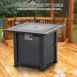 28" Rectangle Fire Pit Table with Cover