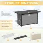 45-Inch Propane Fire Pit Table with Glass Wind Guard