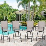 Taupe 4-Piece Patio Swivel Bar Stool Set