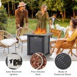 28" Rectangle Fire Pit Table with Cover