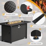 45-Inch Propane Fire Pit Table with Glass Wind Guard