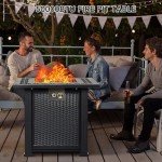 28" Rectangle Fire Pit Table with Cover
