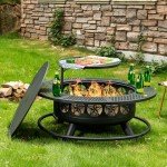 42" Outdoor BBQ Fire Pit and Grill Table