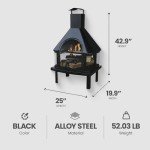 Rectangular Black Outdoor Wood Burning Fire Pit
