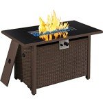Yaheetech 43” Propane Fire Pit Table, Brown