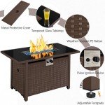 Yaheetech 43” Propane Fire Pit Table, Brown