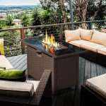 Yaheetech 43” Propane Fire Pit Table, Brown