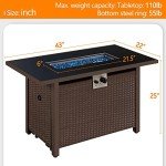 Yaheetech 43” Propane Fire Pit Table, Brown