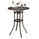 VINGLI Bar Height Outdoor Patio Table with Umbrella