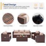 Khaki Wicker Love Seat Patio Sofa with Cover