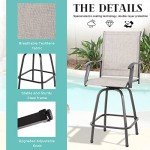 Taupe 4-Piece Patio Swivel Bar Stool Set