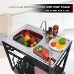 Feasto 35” Outdoor Grill Cart with Sink