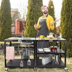 Feasto 35” Outdoor Grill Cart with Sink