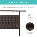 Outdoor Wicker Bar Counter Table with 2 Shelves