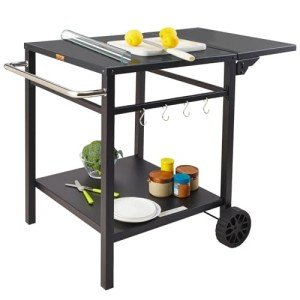 Outdoor BBQ Dining Cart with Wheels and Shelves