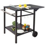 Outdoor BBQ Dining Cart with Wheels and Shelves