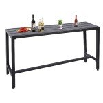 Patio Bar Table with Weatherproof Steel Frame