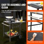Outdoor BBQ Dining Cart with Wheels and Shelves
