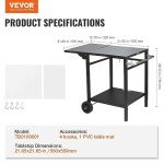 Outdoor BBQ Dining Cart with Wheels and Shelves