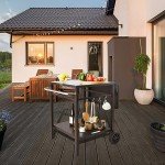Outdoor BBQ Dining Cart with Wheels and Shelves