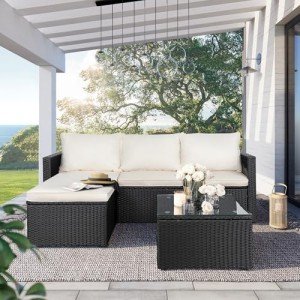 SUNLEI 3-Piece Patio Sofa Set with Cushions