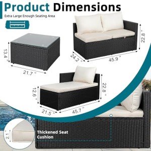 SUNLEI 3-Piece Patio Sofa Set with Cushions