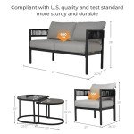 Beige 5-Piece Outdoor Wicker Furniture Set