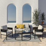 Beige 5-Piece Outdoor Wicker Furniture Set