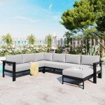 7 Piece Outdoor U-Shaped Patio Sofa Set