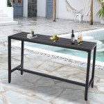 Patio Bar Table with Weatherproof Steel Frame