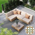 Boho 5-Piece Wicker Patio Furniture Set with Cushions