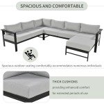 7 Piece Outdoor U-Shaped Patio Sofa Set