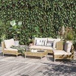 Boho 5-Piece Wicker Patio Furniture Set with Cushions