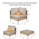 Boho 5-Piece Wicker Patio Furniture Set with Cushions