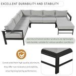 7 Piece Outdoor U-Shaped Patio Sofa Set