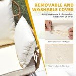 Beige Wicker Patio Loveseat with Cushions