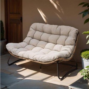 Crestlive All-Weather Rattan Patio Loveseat - Beige