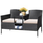 Devoko Modern Rattan Loveseat Patio Set with Cushions