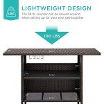 Outdoor Wicker Bar Counter Table with 2 Shelves