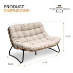 Crestlive All-Weather Rattan Patio Loveseat - Beige