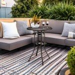 VINGLI Bar Height Outdoor Patio Table with Umbrella