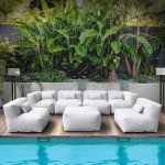 7-Piece Cloud Gray Patio Sectional Conversation Set