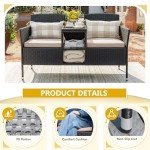 Devoko Modern Rattan Loveseat Patio Set with Cushions