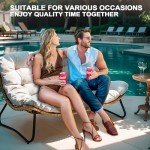 Crestlive All-Weather Rattan Patio Loveseat - Beige