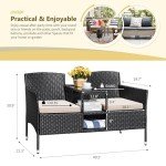 Devoko Modern Rattan Loveseat Patio Set with Cushions