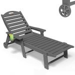 Oversized Grey Outdoor Chaise Lounge Chair with Wheels