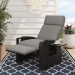 Grand Patio Adjustable Outdoor Recliner Chair with Table