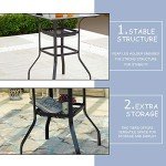 Square Outdoor Bar Height Table with Metal Frame