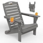 Grey Folding Adirondack Chair with Cup Holder